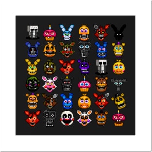 FNAF pixel art collage Posters and Art